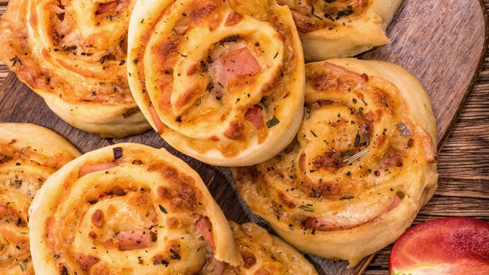 Receita de caracóis de presunto e queijo