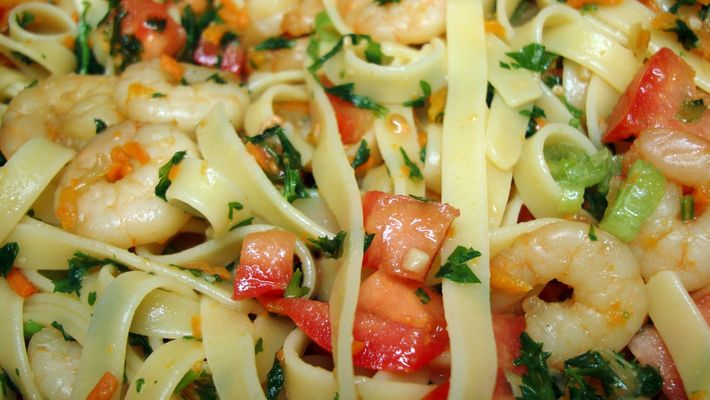 Receita de fettuccine com camarão