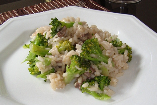 Receita de risoto prático de palmito e brócolis