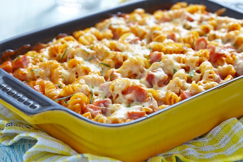  macarrão de forno com presunto e queijo