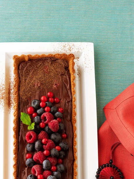  torta de ganache com frutas vermelhas