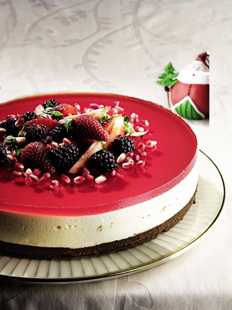 Cheesecake de frutas vermelhas com limão de natal