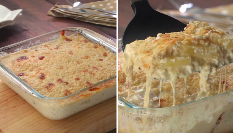 Receita de batata cremosa e gratinado de creme de ricota