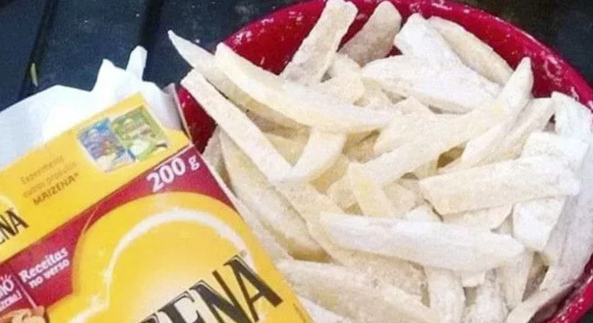 Batata frita com maizena crocante e sequinha