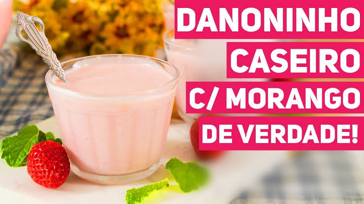 Receita de danoninho caseiro com morango de verdade