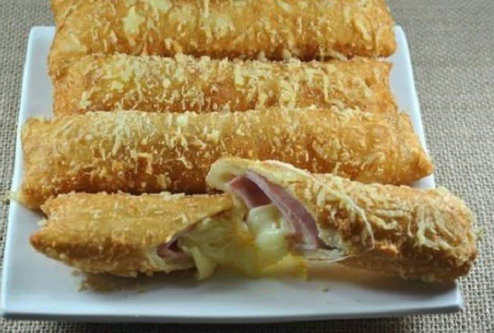 Receita de cigarretes de presunto e queijo