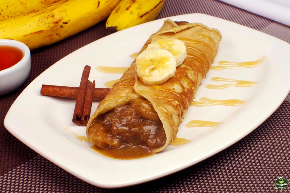 Receita de crepe de banana e canela  fácil