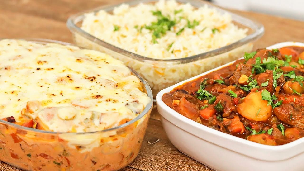 Receita de picadinho com arroz e macarrão de forno um super almoço fácil e delicioso