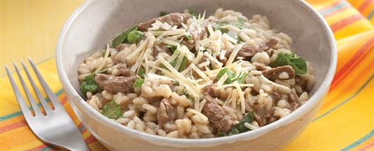 Receita de risoto de carne e alho-poró fácil