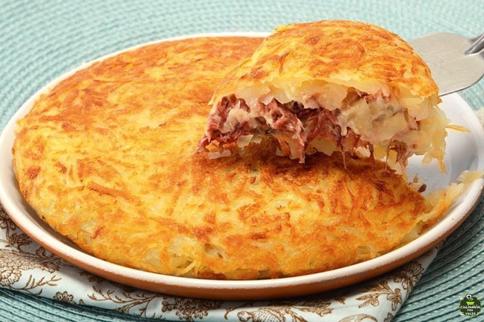 Batata rosti com carne seca e queijo hummm