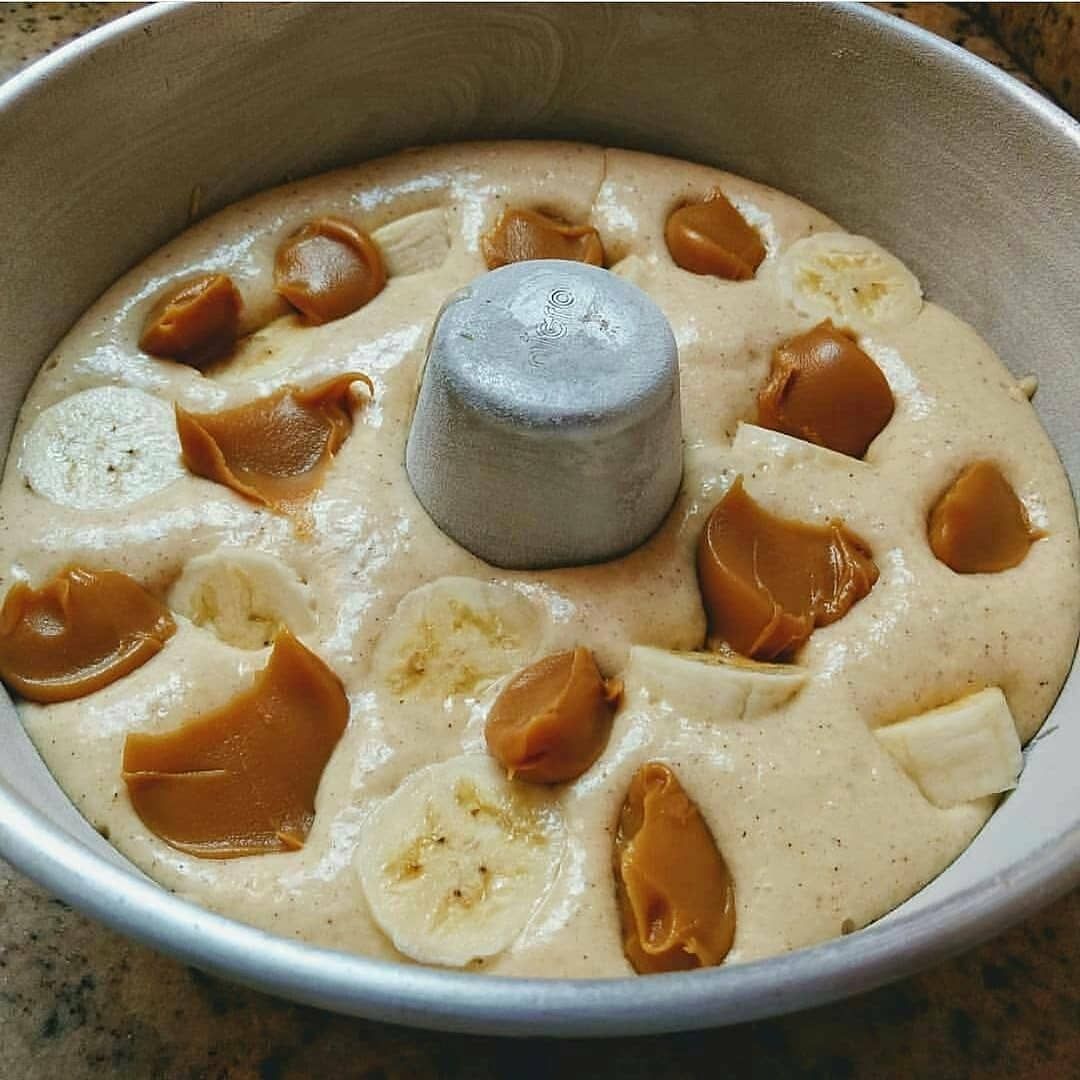 Receita de bolo de banana com doce de leite