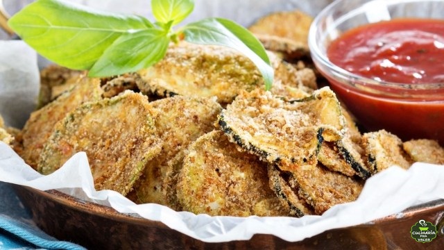 Abobrinha empanada e gratinada ao forno uma delicia