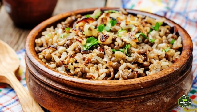 Arroz com lentilha é fácil rápido saudável e muito saboroso