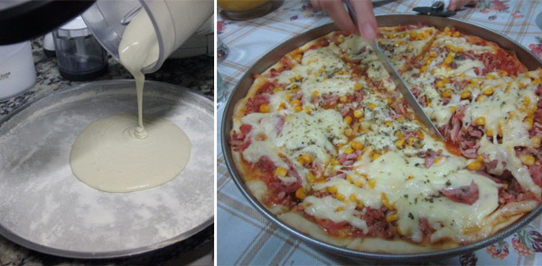 Pizza de liquidificador fácil uma delícia